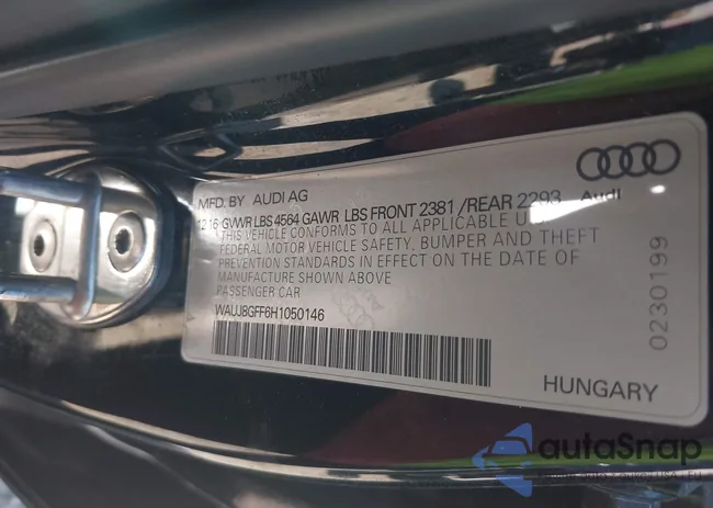 WAUJ8GFF6H1050146: 43204707