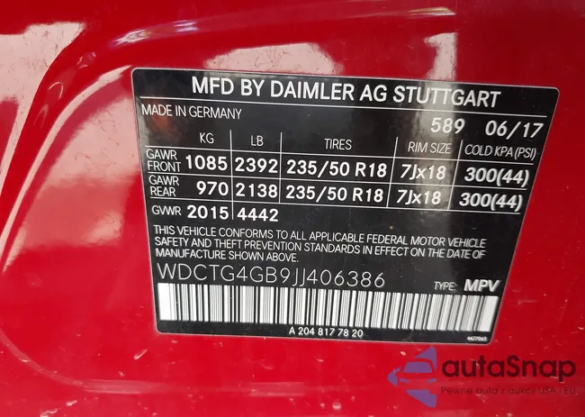 WDCTG4GB9JJ406386: 43204787