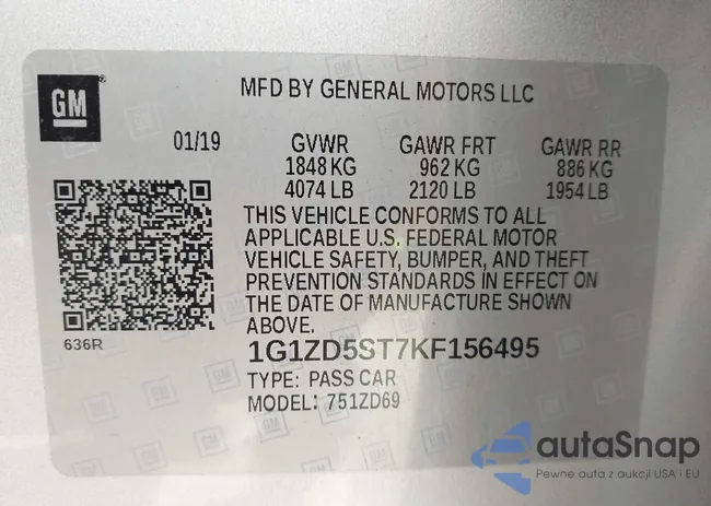 1G1ZD5ST7KF156495: 43204873