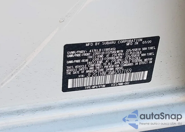 JF2GTHNCXMH207169: 43204875