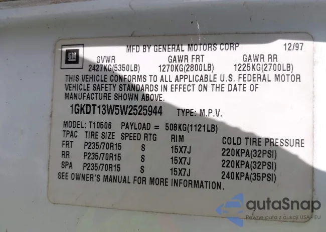 1GKDT13W5W2525944: 43204884