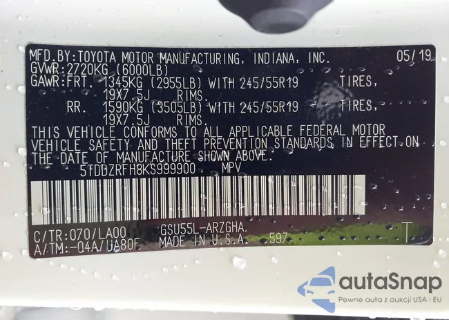 5TDDZRFH8KS999900: 43205953