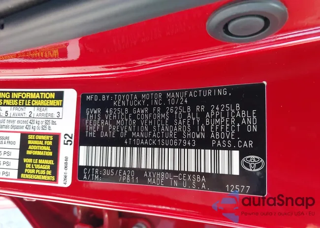 4T1DAACK1SU067943: 43205964