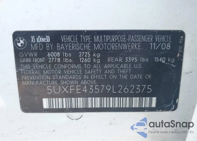 5UXFE43579L262375: 43206005