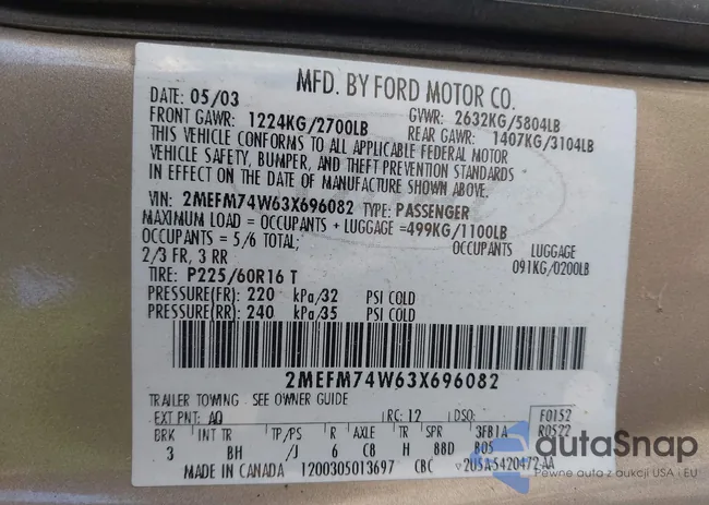 2MEFM74W63X696082: 43206052