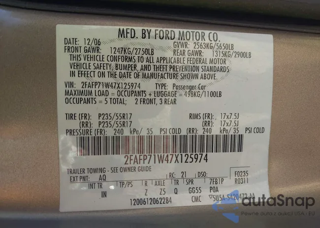 2FAFP71W47X125974: 43206114