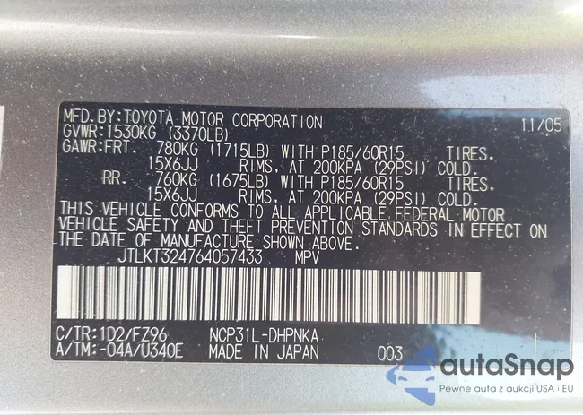 JTLKT324764057433: 43206148