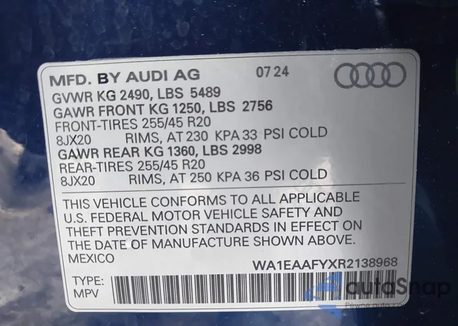 WA1EAAFYXR2138968: 43206230