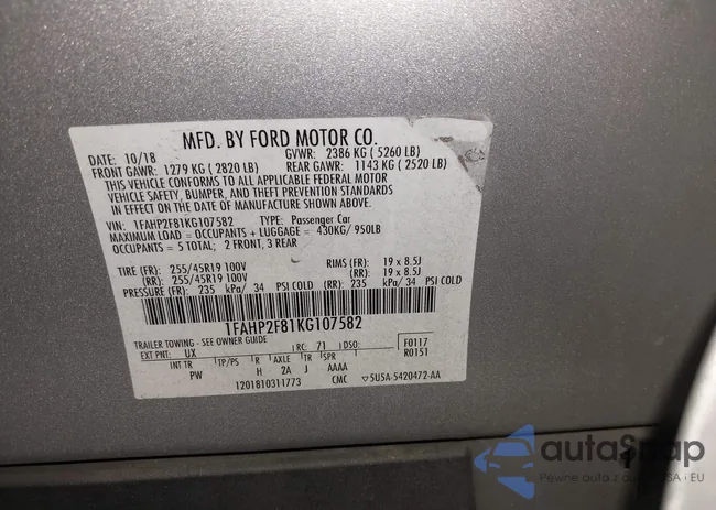 1FAHP2F81KG107582: 43206255