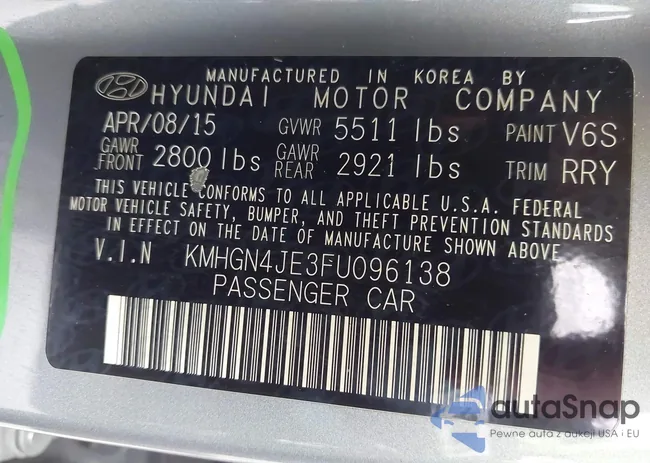 KMHGN4JE3FU096138: 43206262