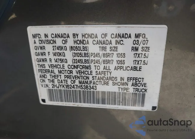 2HJYK16247H538343: 43206280