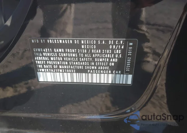 3VW2K7AJ1FM210032: 43206366