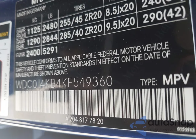 WDC0J4KB4KF549360: 43206461