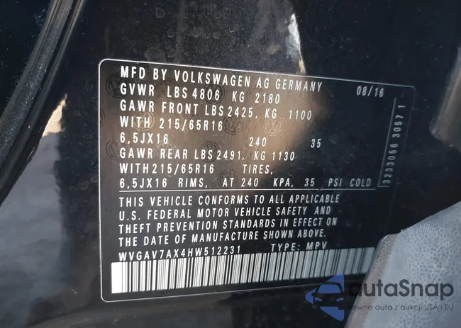 WVGAV7AX4HW512231: 43206523