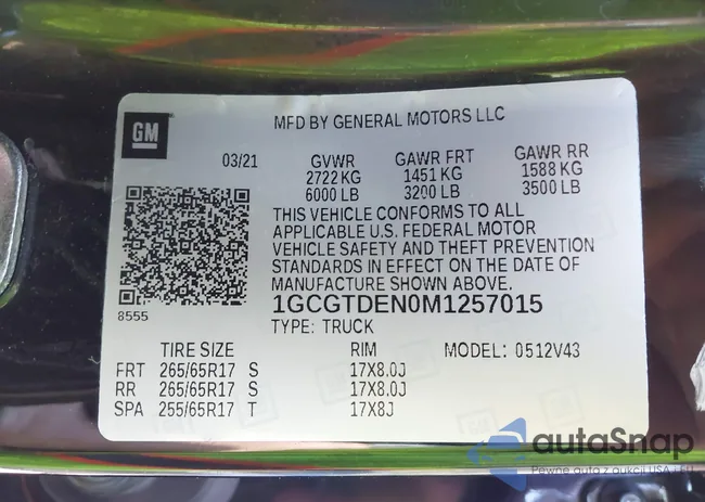 1GCGTDEN0M1257015: 43205566