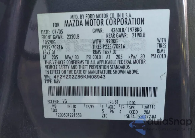 4F2YZ02Z86KM08943: 43205651