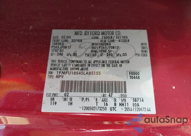 1FMFU18545LA85155: 43205674