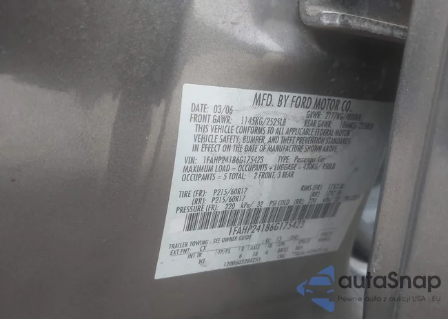 1FAHP24186G175423: 43205732