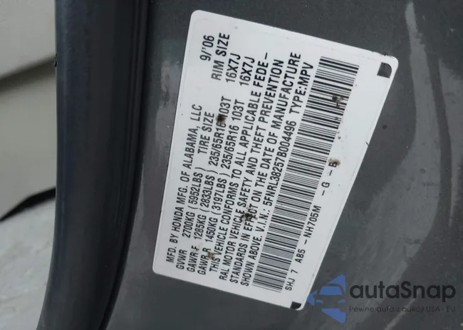 5FNRL38257B004496: 43205750