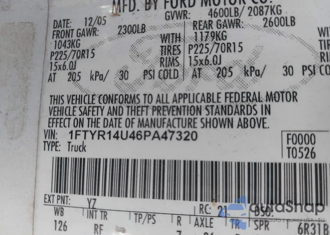 1FTYR14U46PA47320: 43205754