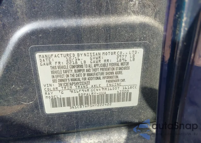 3N1CB7AP5HY222422: 43205797