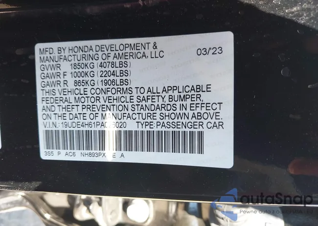 19UDE4H61PA026020: 43205809