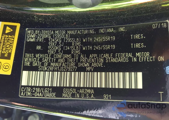 5TDKZRFH1JS279277: 43205834