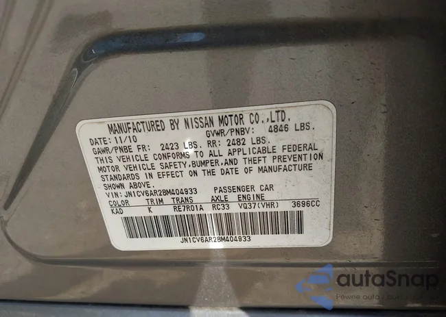 JN1CV6AR2BM404933: 43205857