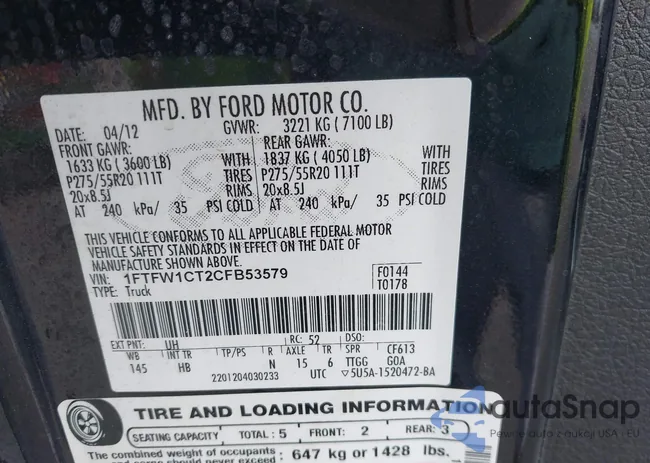 1FTFW1CT2CFB53579: 43205908