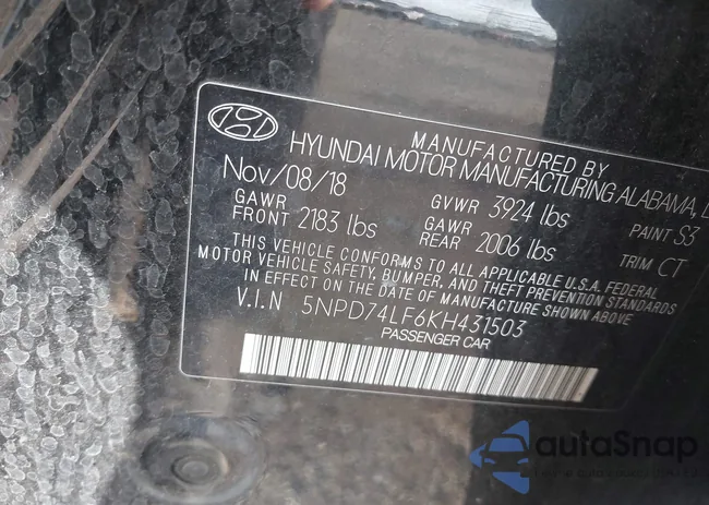 5NPD74LF6KH431503: 43205930