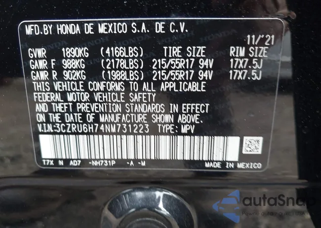 3CZRU6H74NM731223: 43206981