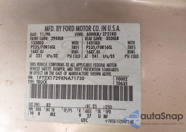 1FTZX1729XNA71730: 43206996