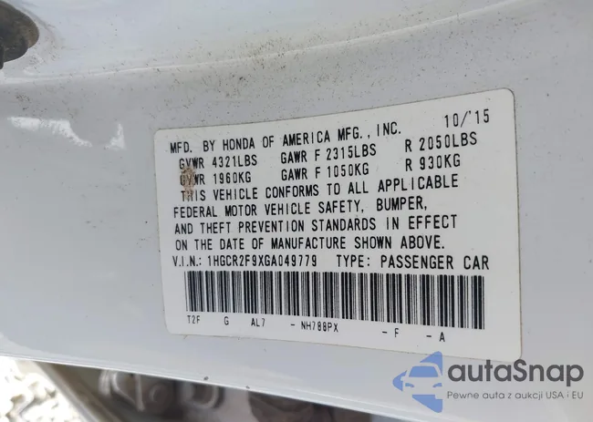 1HGCR2F9XGA049779: 43206997