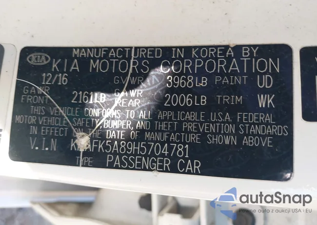 KNAFK5A89H5704781: 43207132