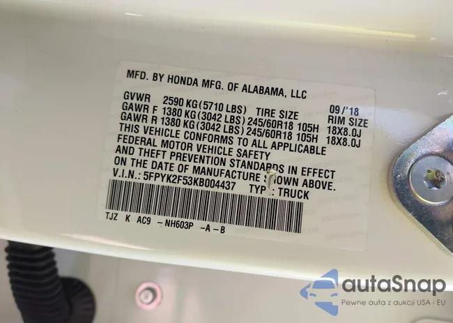 5FPYK2F53KB004437: 43207201