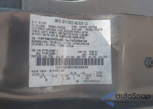 1FAFP34N55W248400: 43207262