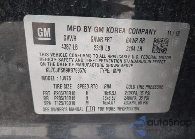 KL7CJPSB9KB789576: 43207349