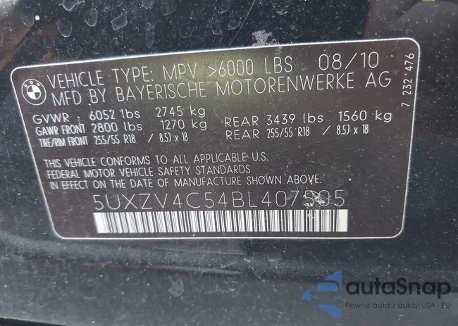 5UXZV4C54BL407505: 43207441