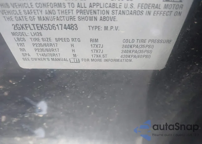 2GKFLTEK5D6174483: 43207480