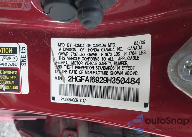 2HGFA16929H350484: 43207502