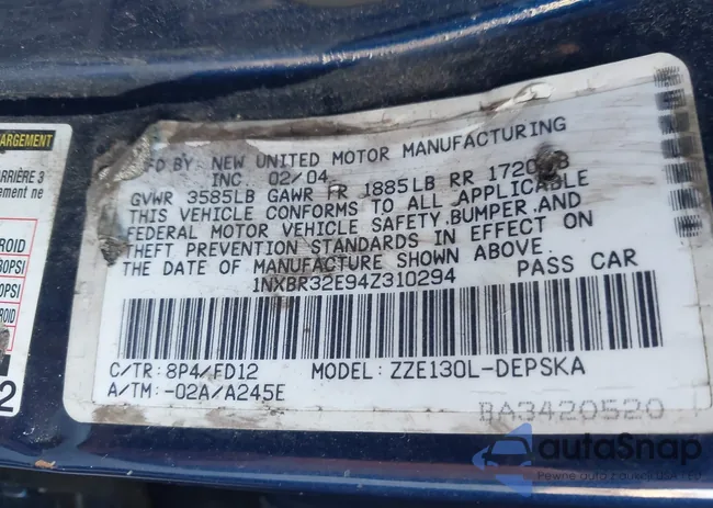 1NXBR32E94Z310294: 43206552