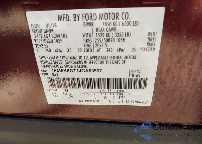 1FM5K8GT1JGA53597: 43206569