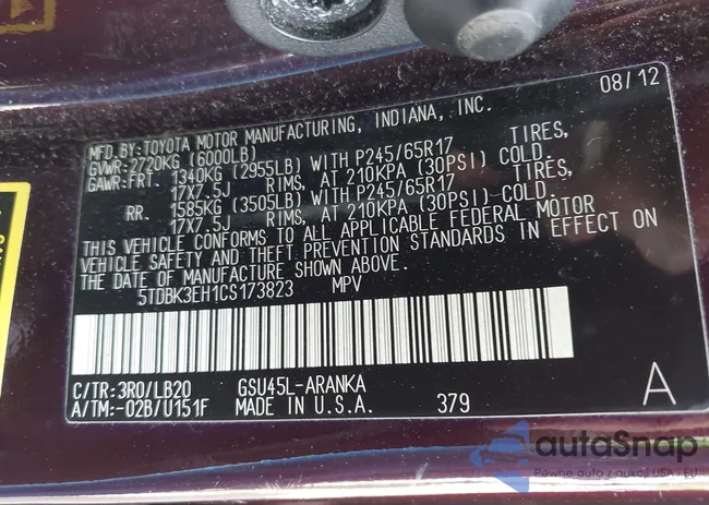 5TDBK3EH1CS173823: 43206586