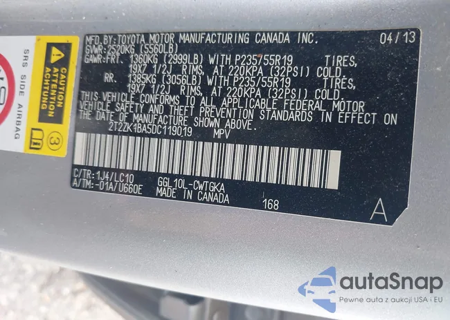 2T2ZK1BA5DC119019: 43206590