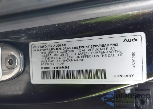 WAUBFGFF8F1076108: 43206631