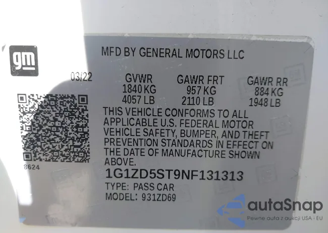 1G1ZD5ST9NF131313: 43206649