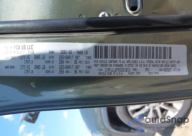 1C4PJLLB7KD221813: 43206670