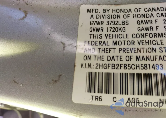 2HGFB2F85CH581493: 43206688