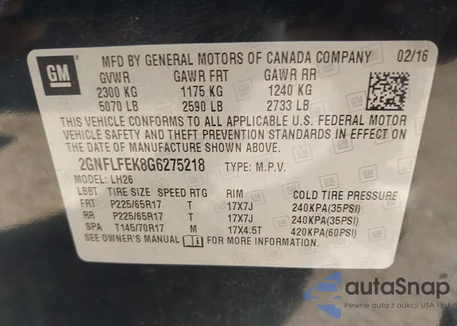 2GNFLFEK8G6275218: 43206696