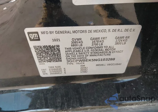 3GCPWBEK5NG103288: 43206704